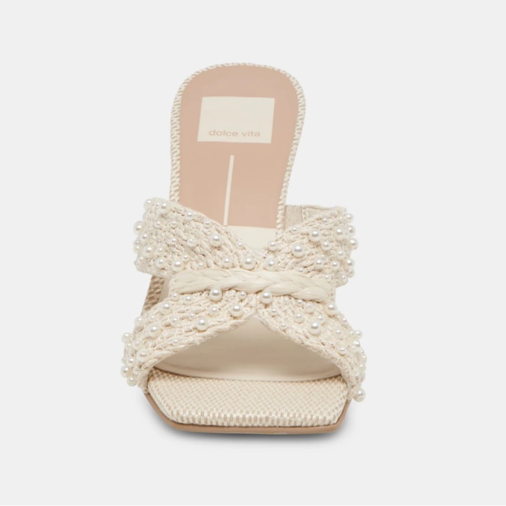 BNIB - Dolce Vita - Nitro Pearl Heels - Raffia Sandals - Size 5 - Picture 2 of 9